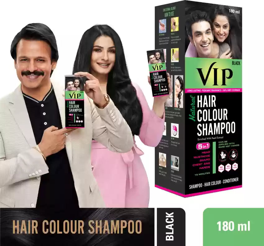 VIP Hair Colour Shampoo , 180ml For Women And Men